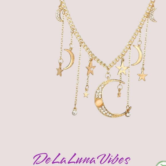 Moon Necklace - New - Gold Tone - Picture 5 of 6